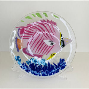 Fusion Art Glass "Marine Life" Inkogneto Fused Plate signed by William McGrath 8